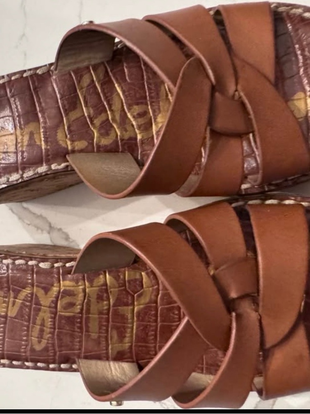 Sam Edelman Brown Leather Slide in Sandals - Women
